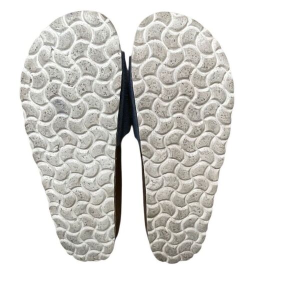 Biostep Womens 8 Suede Leather Cork Slip-on Slide Sandals Comfort Navy Blue - Picture 5 of 6